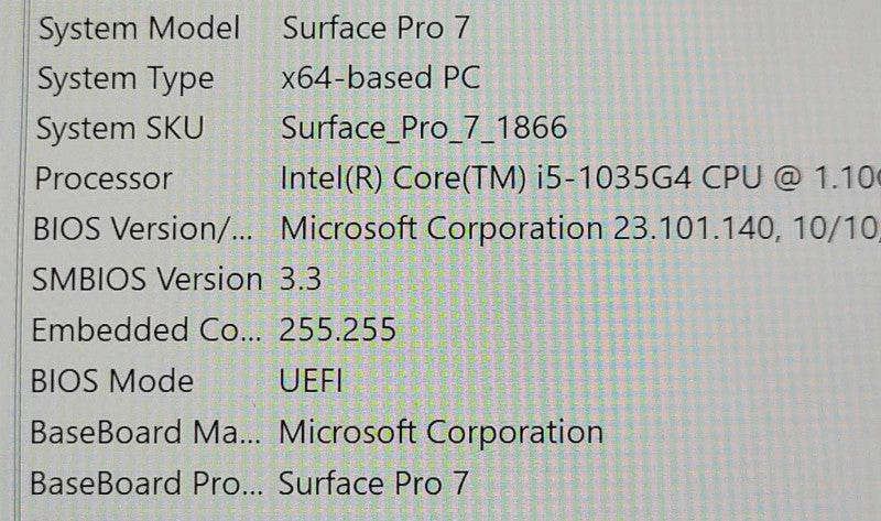 Surface Pro 7 1866, Core I5-1035G4 1.10GHz, 8GB DDR4, 256GB NVMe, READ _ Lap200