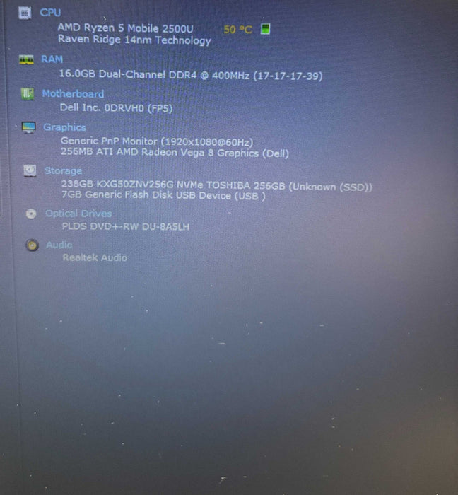 Dell Inspiron 15 5575 AMD Ryzen 5 2500U 16GB RAM 256GB SSD READ  BudLap