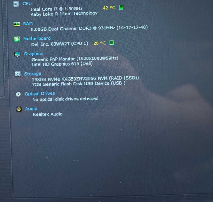 Dell XPS 13 9365 TOUCH Core i7-7Y75@1.3GHz 8GB RAM 256GB SSD  Lap200