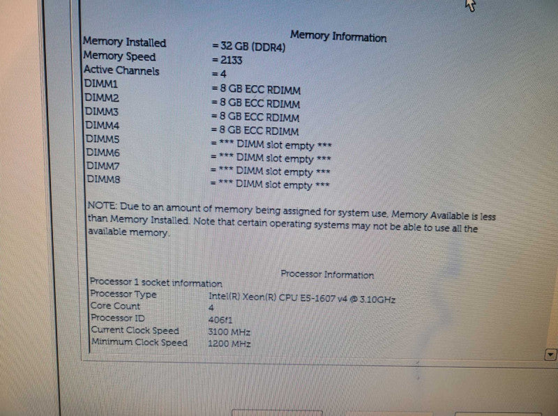 Dell Precision T5810 - E5-1607 v4 @ 3.10GHz 32GB DDR4 W4100 NO HDD