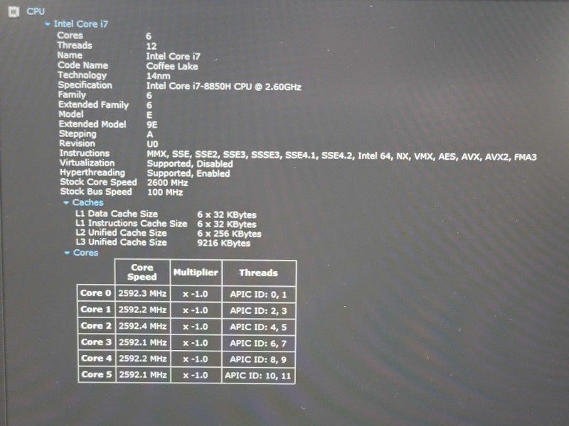 Dell Precision 7530 i7-8850H 16GB DDR4 Quadro P1000 256GB SSD READ β Lap200