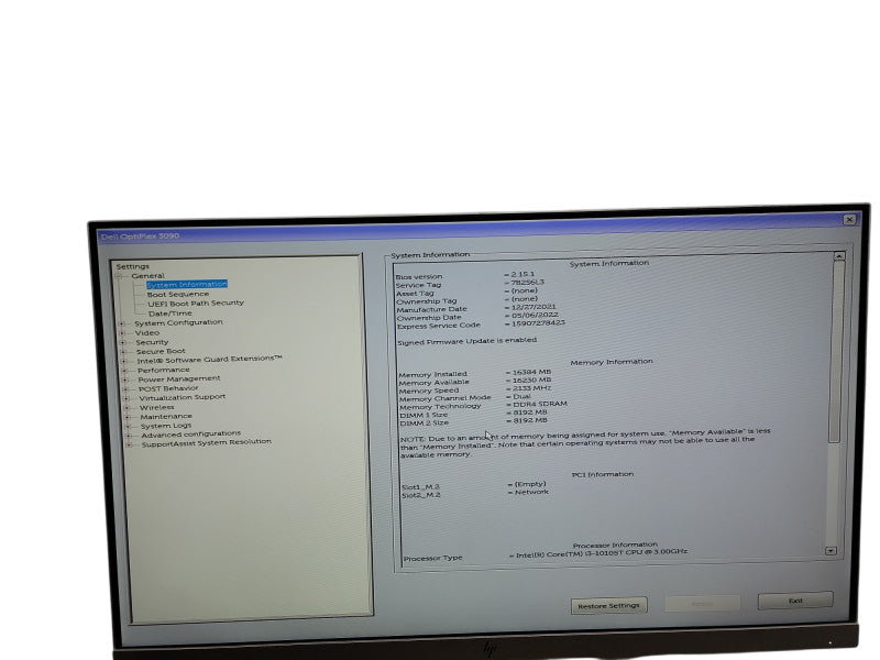 Dell OptiPlex 3090 Micro  i3 - 10105T @ 3.00GHz 16GB DDR4 Ram θ