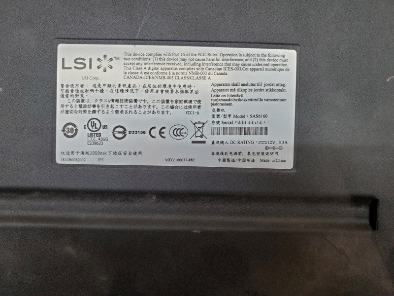 LSI SAS6160 16-Port 24Gb/s Mini-SAS Port Switch - NO Power Adapter