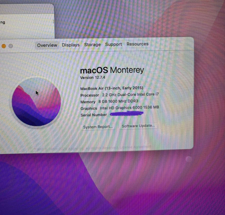 Apple MacBook Air  13" Early 2015 Core i7-5650U@2.2GHz 8GB RAM 256GB SSD