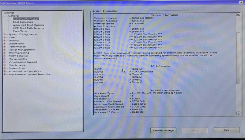 Dell Precision T5820 | Xeon W-2135 @3.70GHz, 32GB DDR4, No HDD | *NO PSU*