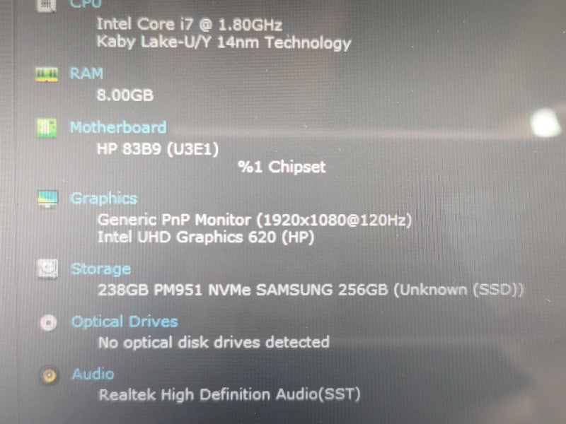 HP Spectre x360 Convertible i7-8550U 8GB RAM 256GB SSD  β BudLap