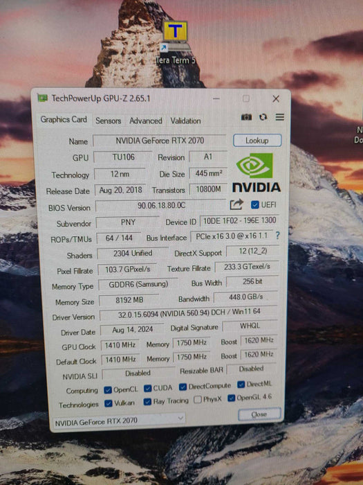 PNY Nvidia GeForce RTX 2070 8GB Graphics Card - 3xDP 1xHDMI 1xDVI
