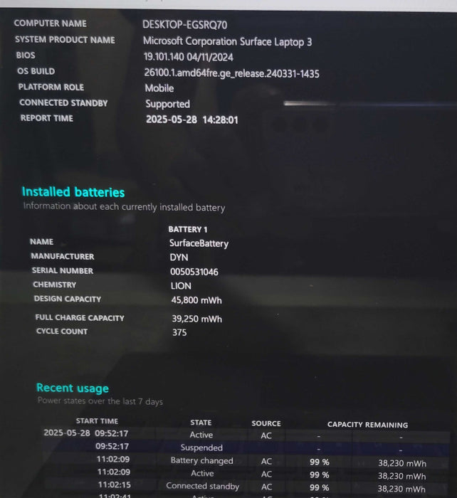 Microsoft Surface Laptop 3  Core I5-1035G7 1.20GHz 8GB DDR4 256GB NVMe READ _ Lap200