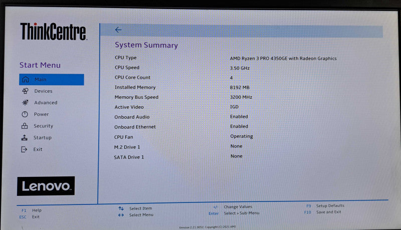 Lenovo M75q Gen 2 | Ryzen 3 PRO 4350GE @3.50GHz, 8GB DDR4, No HDD *READ*