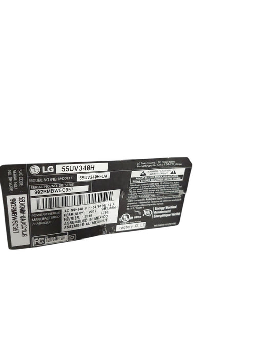 LG 55" TV Model: 55UV340  Mfg. Feb.2019 =