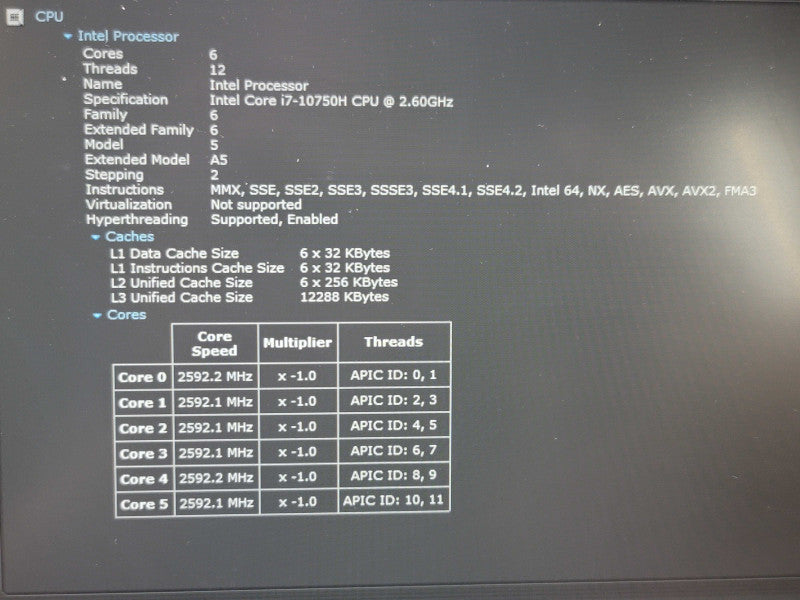 Dell Precision 7550 i7-10750H 32GB DDR4 Quadro T1000 256GB SSD READ  β Lap200
