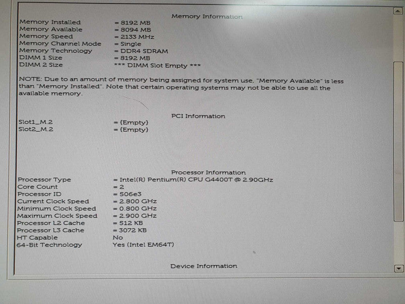 Dell Optiplex 3050 USFF Pentium G4400T 2.9GHz 8GB RAM - No HDD Q