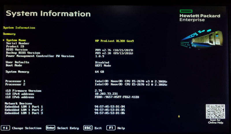 HP ProLiant DL380 Gen9 2x Xeon E5-2670 v3 64GB DDR4 P440ar - No HDD