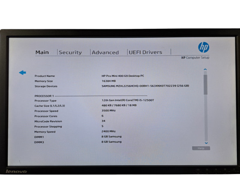HP Pro Mini 400 G9 | Core i5-12500T @2.00GHz, 16GB DDR4, 256GB NVMe, 90W AC