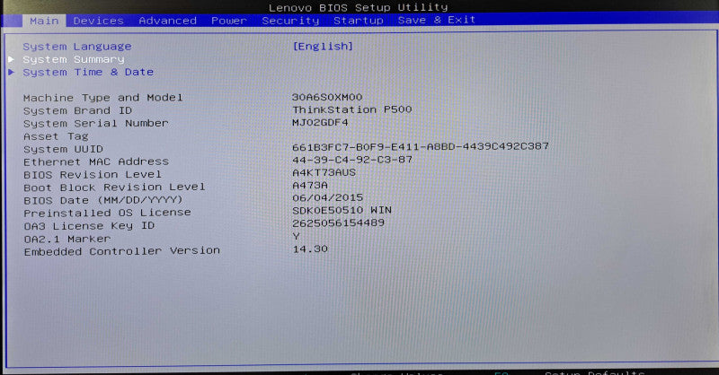 Lenovo ThinkStation P500 | Xeon E5-1630 v3 @3.70GHz, 16GB DDR4, W5100