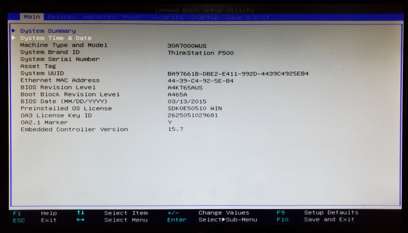 Lenovo ThinkStation P500 Xeon E5-1650 v3 32GB DDR4 - No HDD/GPU