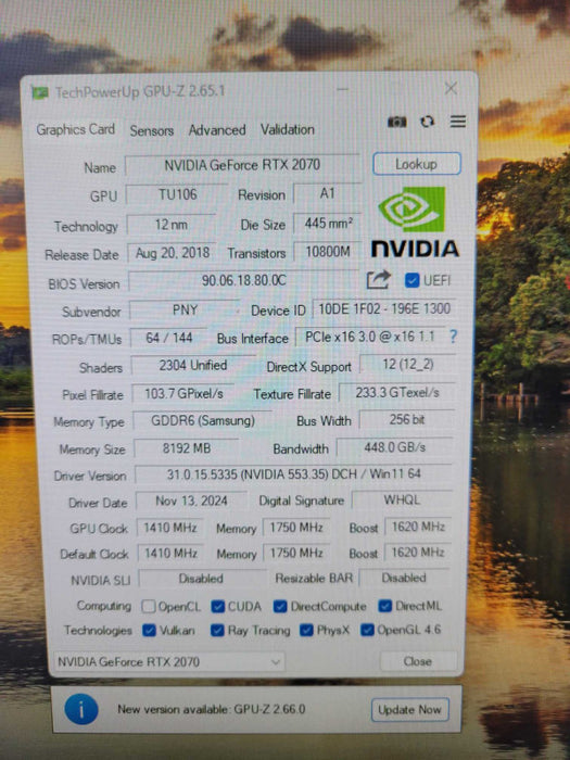 PNY Nvidia GeForce RTX 2070 8GB Graphics Card - 3xDP 1xHDMI 1xDVI !
