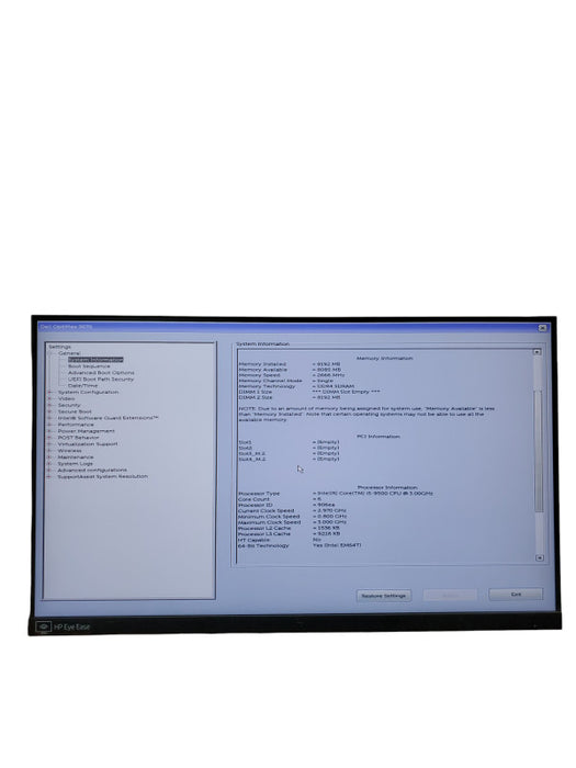 Dell Optiplex 3070 SFF Desktop PC Intel Core i5-9500 @ 3.00 GHz 8GB NO-HDD