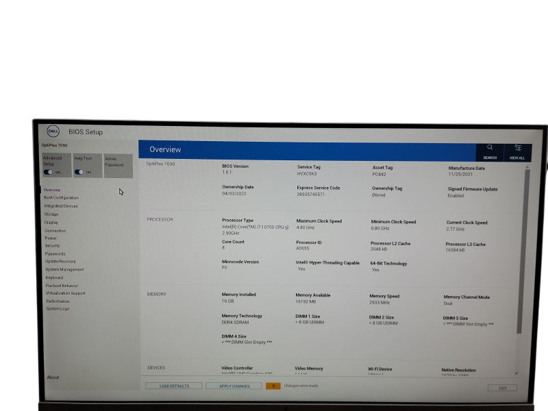 Dell OptiPlex 7090 SFF i7 - 10700 @ 2.90GHz 16GB DDR4 Ram Qθ