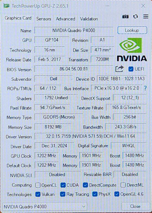 NVIDIA Quadro P4000, 8GB GDDR5 PCIe Professional Graphics Card, 4x DP