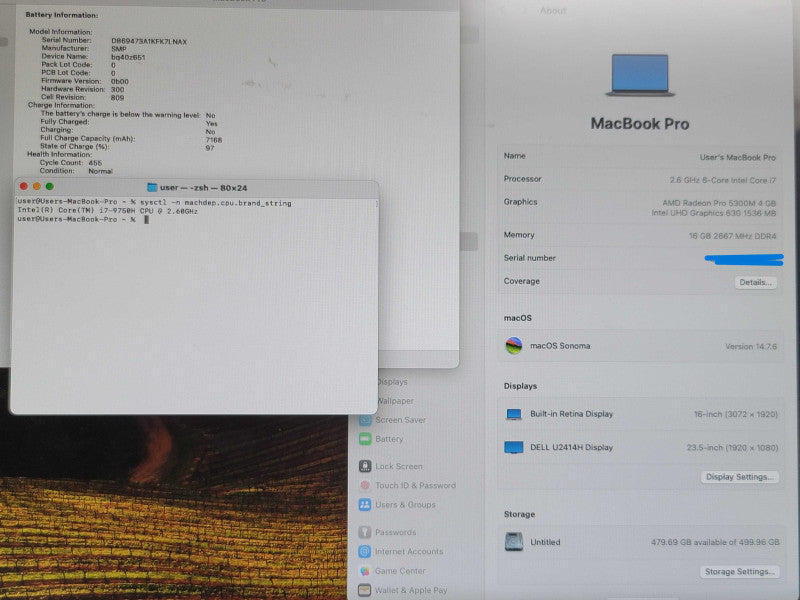 MacBook Pro A2141 16" i7-9750H 16GB RAM Radeon Pro 5300M 500GB PARTS/REPAIR β