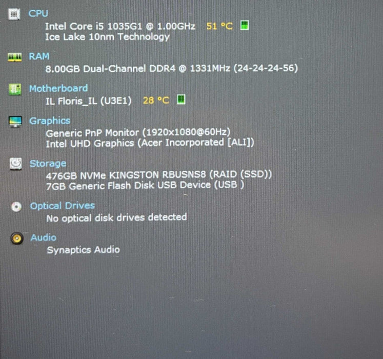 Acer Swift 3 SF314-57 Core i5-1035G1@1GHz 8GB RAM 512GB SSD READ  Lap200