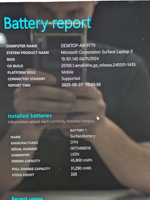 Surface Laptop 3 Intel Core i5-1035G7 8GB RAM & 256GB NVMe Storage  - Lap200