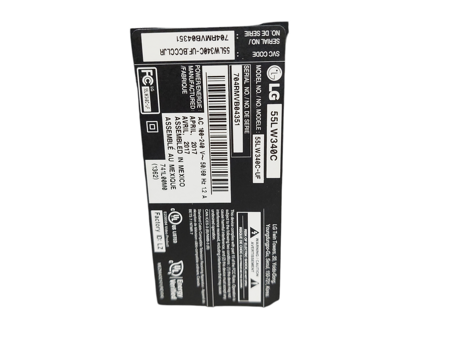 LG 55" TV Model: 55LW340C =
