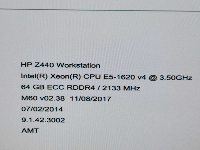 HP Z440 - Xeon E5-1620 v4 64GB DDR4 NO HDD 700W PSU %