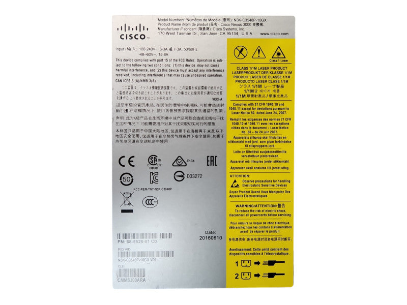 Cisco N3K-C3548P-10GX Nexus 3548-X 48-Port SFP+ w/ 2x 400W PWR