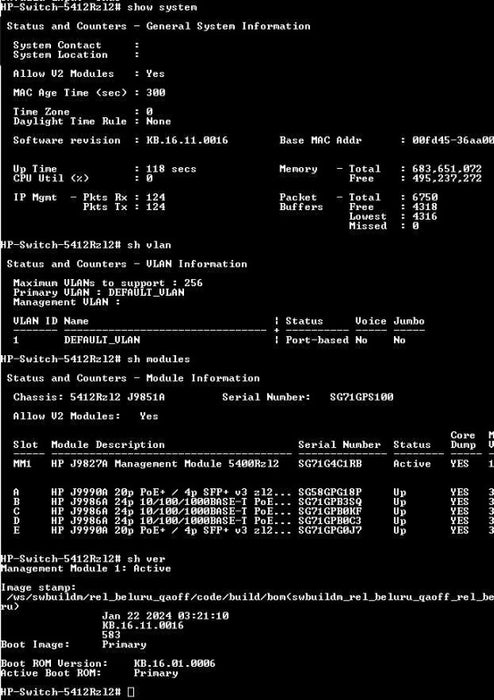 Aruba 5412R zl2 J9851A PoE+ with 3x J9986A, 2x J9990A, 2x J9830B 2500W PSU _