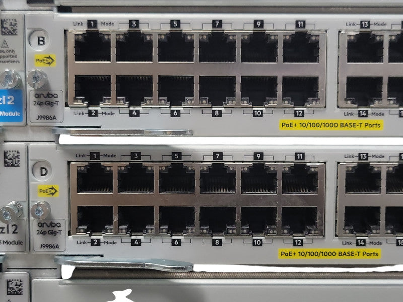 Aruba 5412R zl2 J9851A PoE+ with 3x J9986A, 2x J9990A, 2x J9830B 2500W PSU _