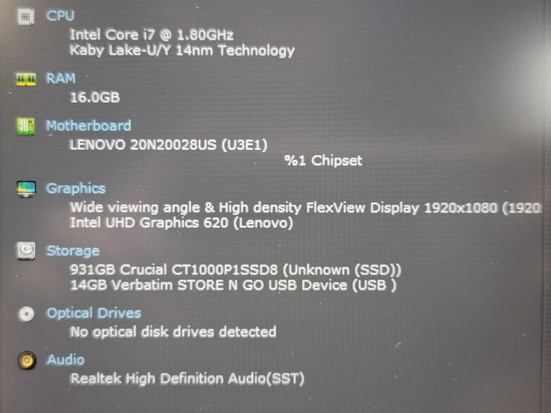 Lenovo ThinkPad T490 i7-8550U 16GB RAM 1TB SSD  β Lap200