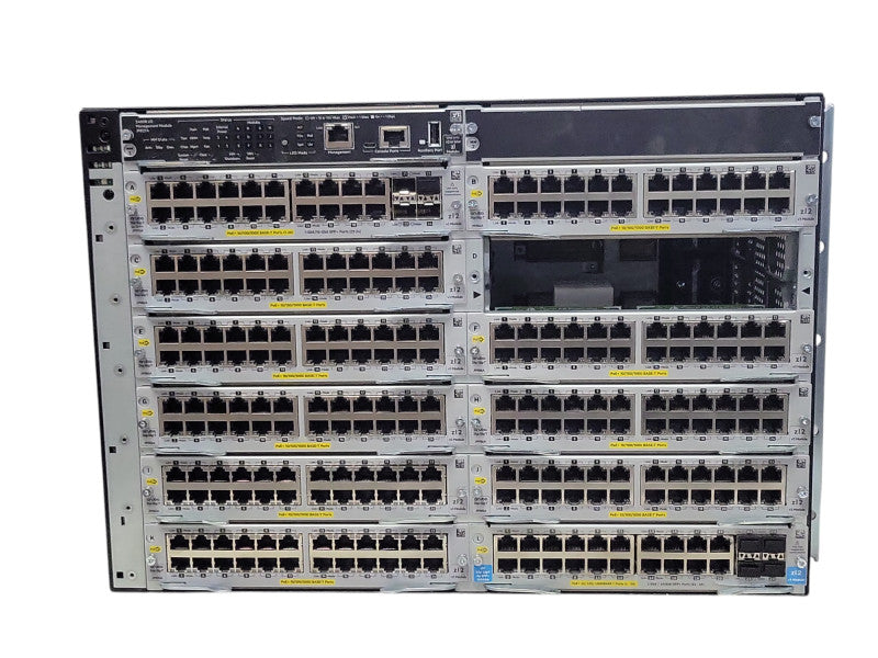 Aruba 5412R zl2 J9851A PoE+ with 9x J9986A, 2x J9990A, 2x J9830B 2500W PSU _