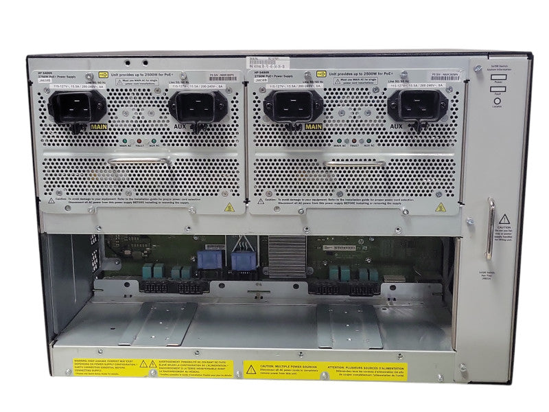 Aruba 5412R zl2 J9851A PoE+ with 9x J9986A, 2x J9990A, 2x J9830B 2500W PSU _