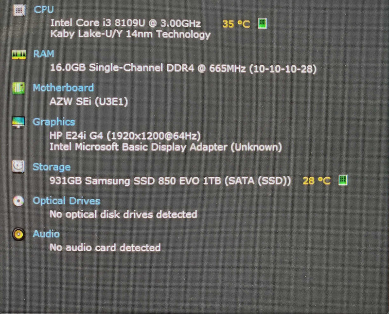 Beelink SEi Mini PC Intel i3-8109U 3.00GHz, 16GB DDR4, 1TB SSD, No PWR