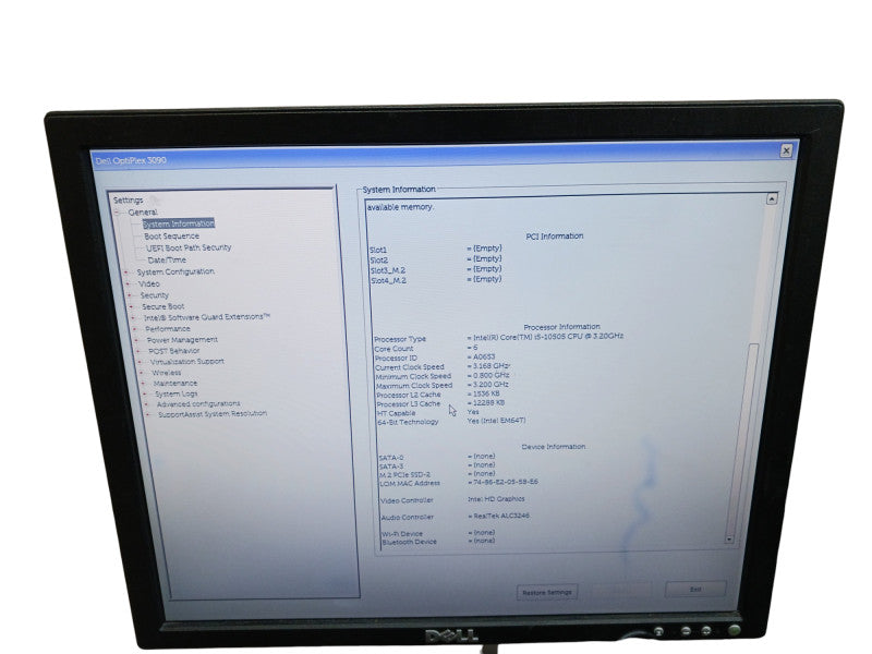 Dell Optiplex 3090 Intel i5-10500 @3.2Ghz 8GB RAM DDR4 SFF Desktop