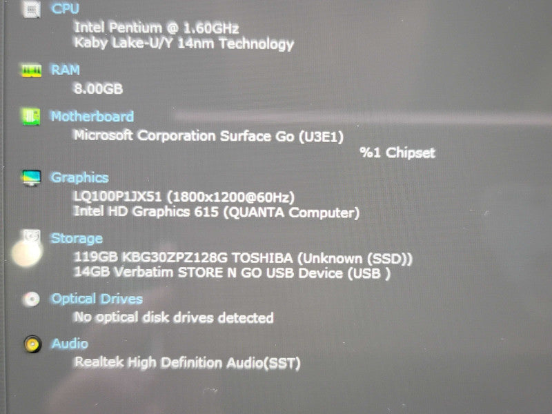 Microsoft Surface Go Pentium 4415Y 8GB RAM 128GB SSD  β BudLap