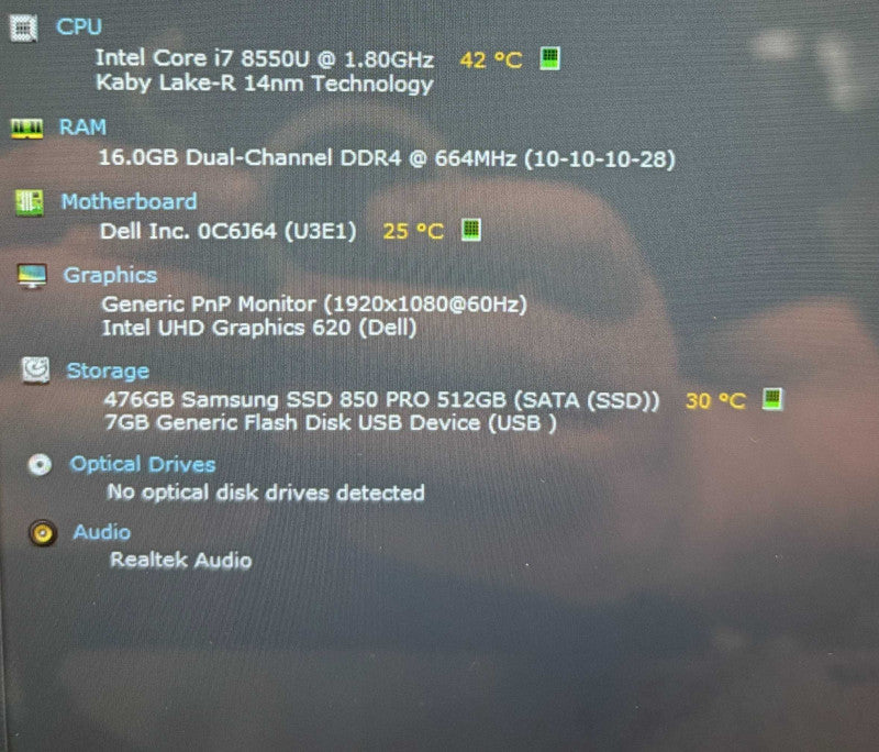 Dell Inspiron 5379 TOUCH i7-8550U@1.8GHz 16GB RAM 512GB SSD  BudLap