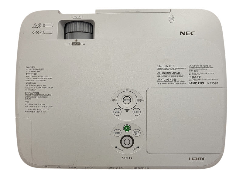 NEC M311X HDMI Projector No Remote - 1733 Lamp Hours $