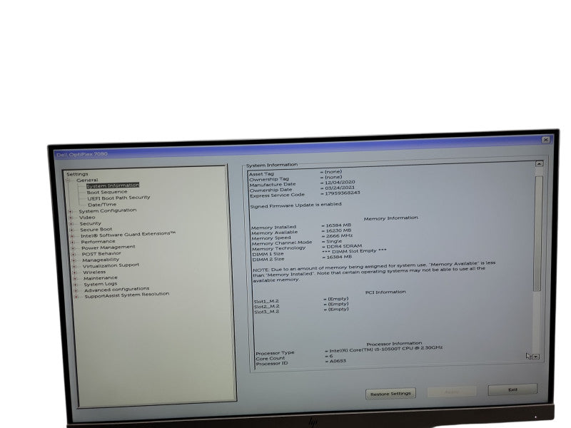 Dell OptiPlex 7080 Micro i5 - 10500T @ 2.30GHz 16GB DDR4 Ram Qθ