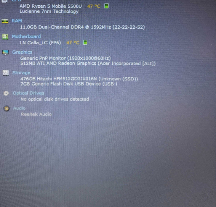 Acer Aspire A515-45 AMD Ryzen 5 5500U 12GB RAM 512GB SSD  Lap200