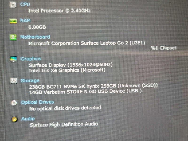 Microsoft Surface Laptop Go 2 2013 i5-1135G7 8GB RAM 256GB SSD  β Lap200