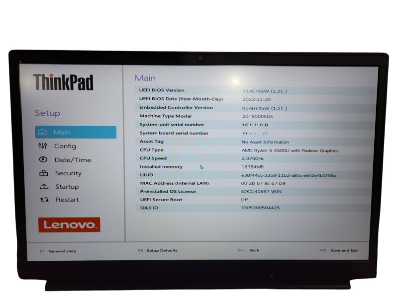 Lenovo ThinkPad E15 Gen 4 Ryzen 5 5400U 16GB DDR4 256GB SSD ! Lap200