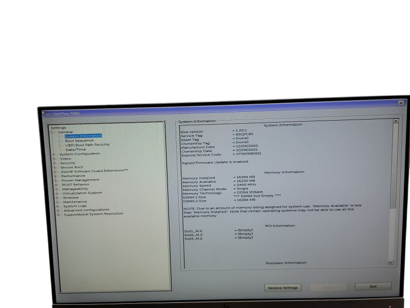 Dell OptiPlex 7080 Micro i5 - 10500T @ 2.30GHz 16GB DDR4 Ram  Qθ