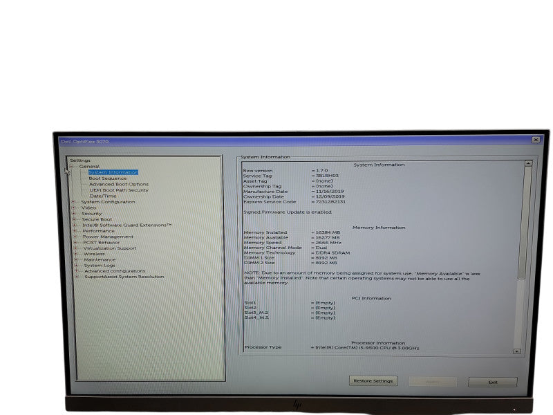 Dell OptiPlex 3070 SFF i5 - 9500 @ 3.00GHz 16GB DDR4 Ram Qθ