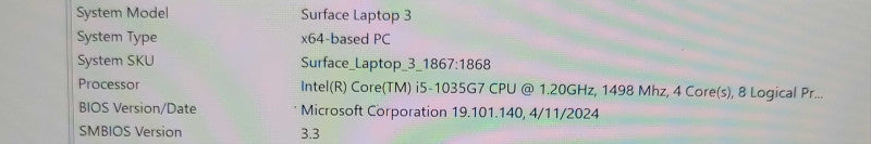 Surface Laptop 3 Intel Core i5-1035G7 8GB RAM & 256GB NVMe Storage, READ Q_ Lap200