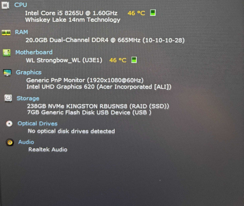 Acer SWIFT SF315-56 Core i5-8265U@1.6GHz 20GB RAM256GB SSD  BudLap