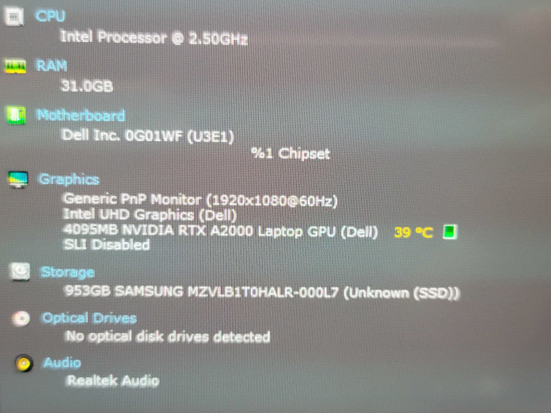 Dell Precision 7560 i7-11850H 32GB DDR4 RTX A2000 1TB SSD  TOUCH  β Lap200