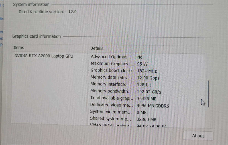 dell precision 7560 Core I7-11850H 4.80GHz, 64GB, 1TB NVMe, RTX A2000 _ Lap200